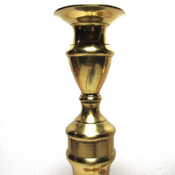 Pair Of Brass Candlesticks Colonial Revival Made In Japan MCM Home Decor - Picture 7 of 10